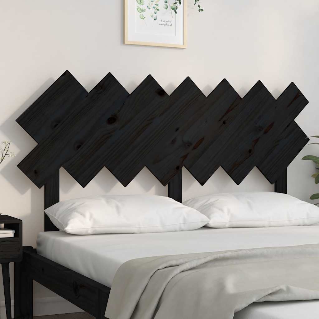 Bett-Kopfteil Schwarz 151,5x3x81 cm Massivholz Kiefer