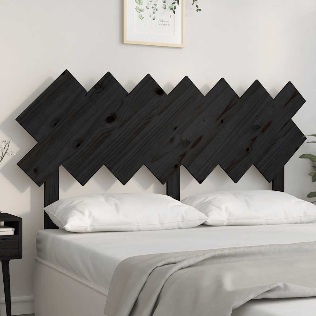 Bett-Kopfteil Schwarz 151,5x3x81 cm Massivholz Kiefer