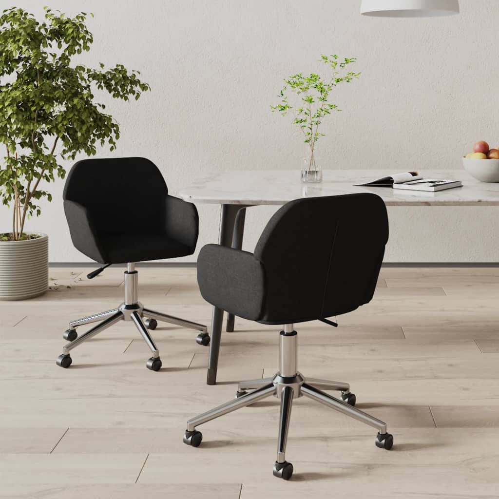 Esszimmerstühle 2 Stk. Drehbar Schwarz Stoff
