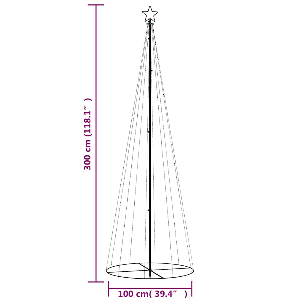 LED-Weihnachtsbaum Kegelform Kaltweiß 310 LEDs 100x300 cm