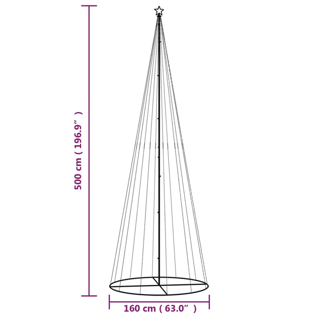 LED-Weihnachtsbaum Kegelform Mehrfarbig 732 LEDs 160x500 cm