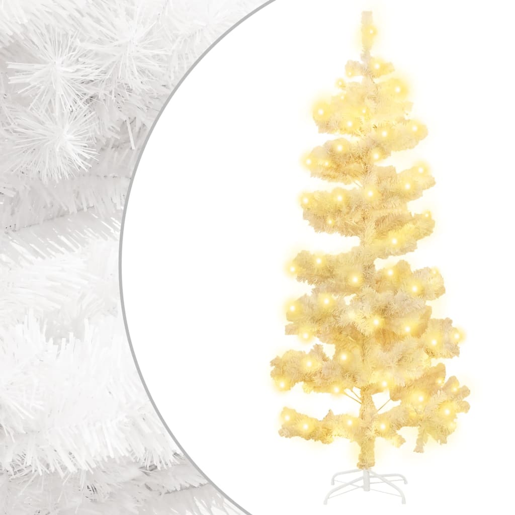 Spiral-Weihnachtsbaum mit Beleuchtung und Ständer Weiß 180 cm