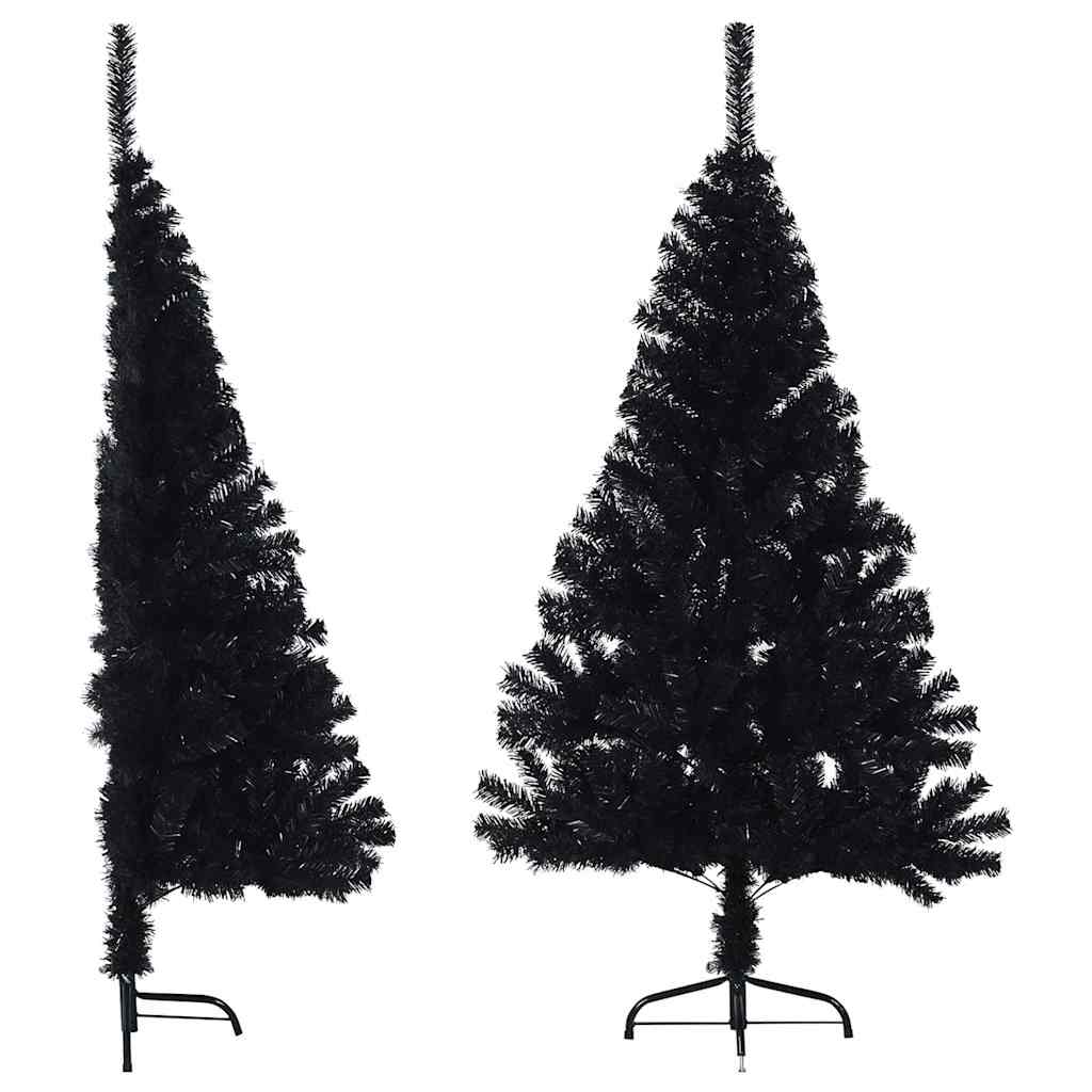 Künstlicher Halb-Weihnachtsbaum mit Ständer Schwarz 120 cm PVC
