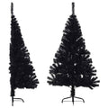 Künstlicher Halb-Weihnachtsbaum mit Ständer Schwarz 120 cm PVC