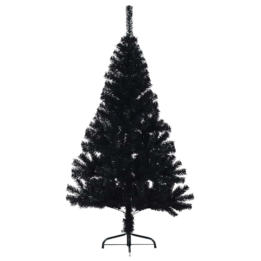 Künstlicher Halb-Weihnachtsbaum mit Ständer Schwarz 120 cm PVC