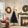 Künstlicher Halb-Weihnachtsbaum mit Ständer Schwarz 150 cm PVC