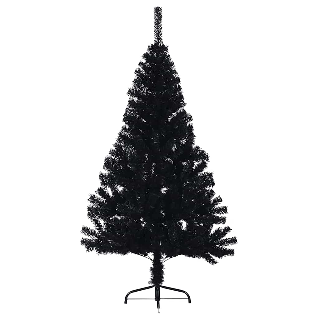 Künstlicher Halb-Weihnachtsbaum mit Ständer Schwarz 150 cm PVC