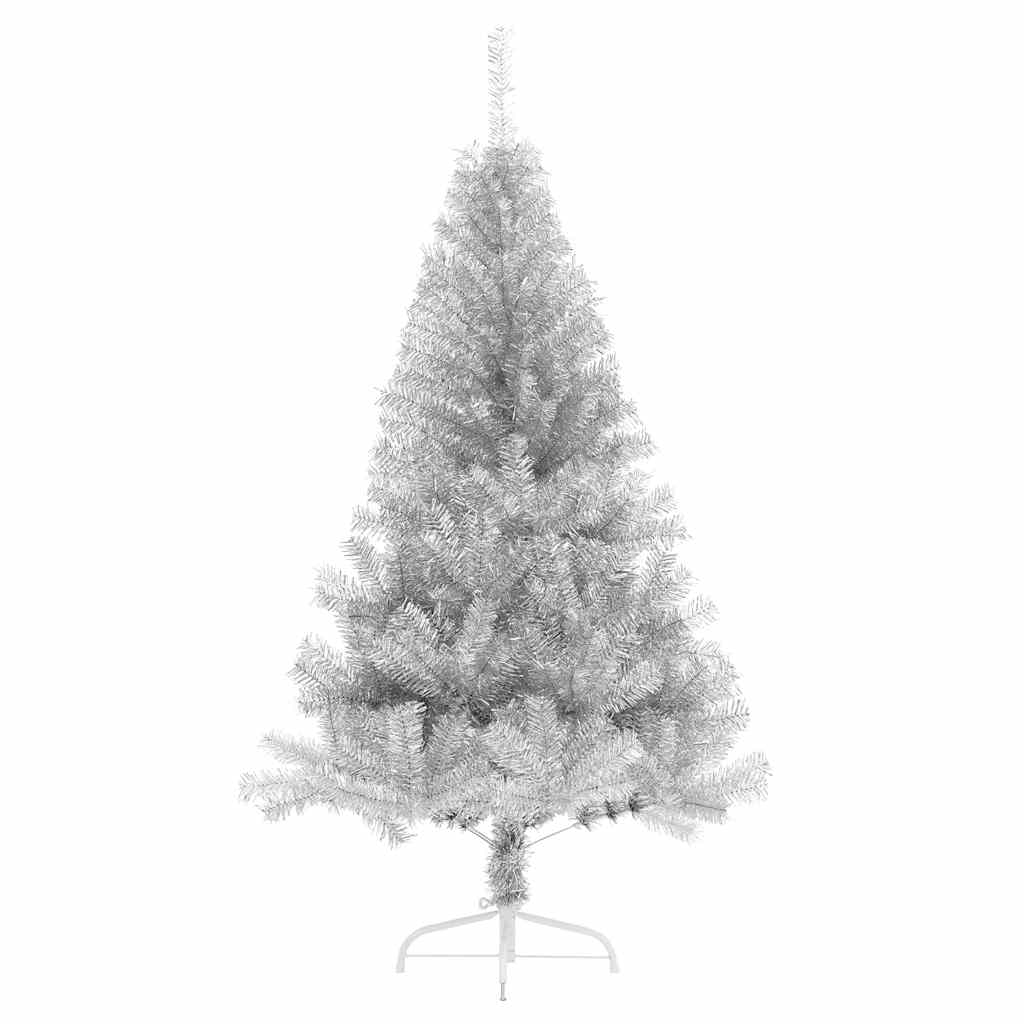 Künstlicher Halb-Weihnachtsbaum mit Ständer Silber 150 cm PET
