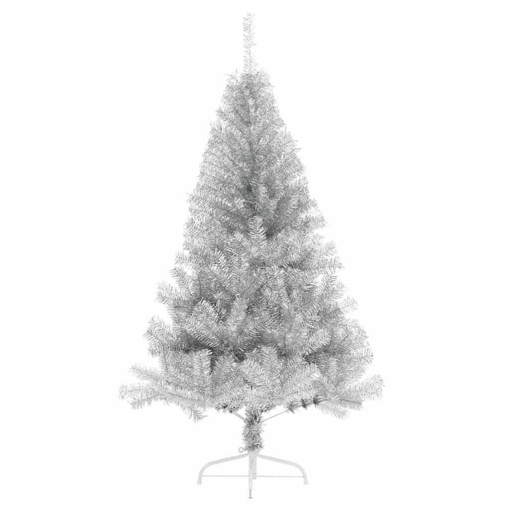 Künstlicher Halb-Weihnachtsbaum mit Ständer Silber 180 cm PET