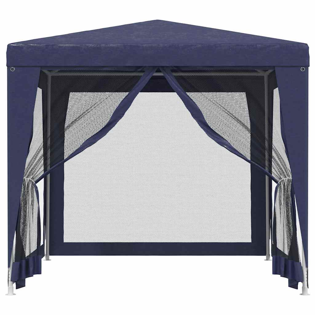 Partyzelt mit 4 Mesh-Seitenwänden Blau 2,5x2,5 m HDPE
