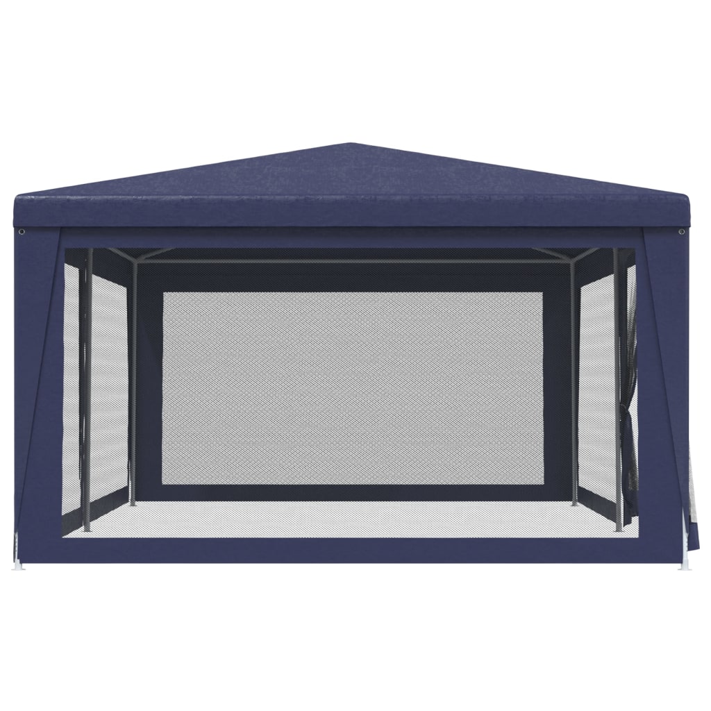 Partyzelt mit 6 Mesh-Seitenwänden Blau 6x4 m HDPE