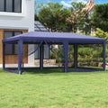 Partyzelt mit 6 Mesh-Seitenwänden Blau 6x4 m HDPE