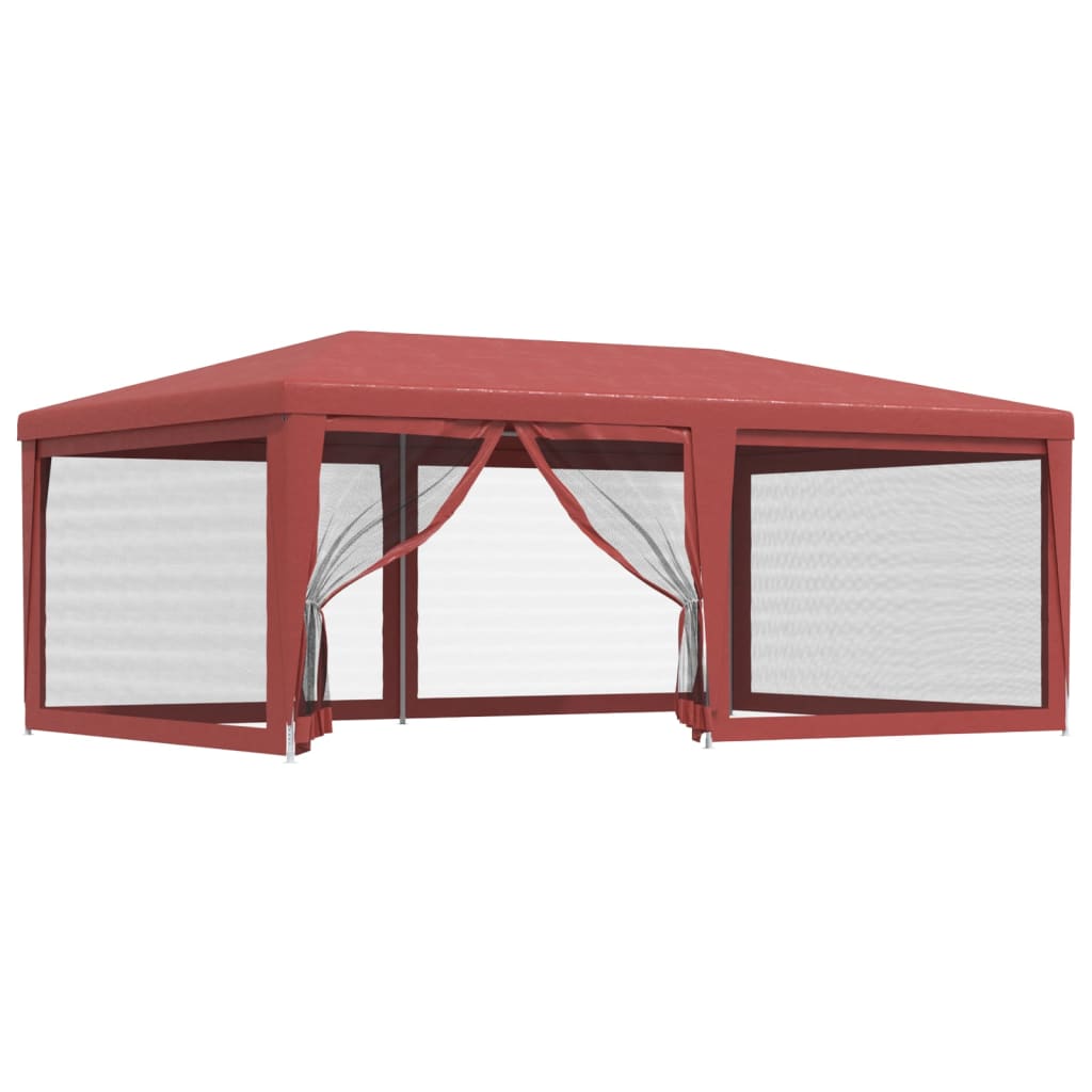 Partyzelt mit 6 Mesh-Seitenwänden Rot 6x4 m HDPE