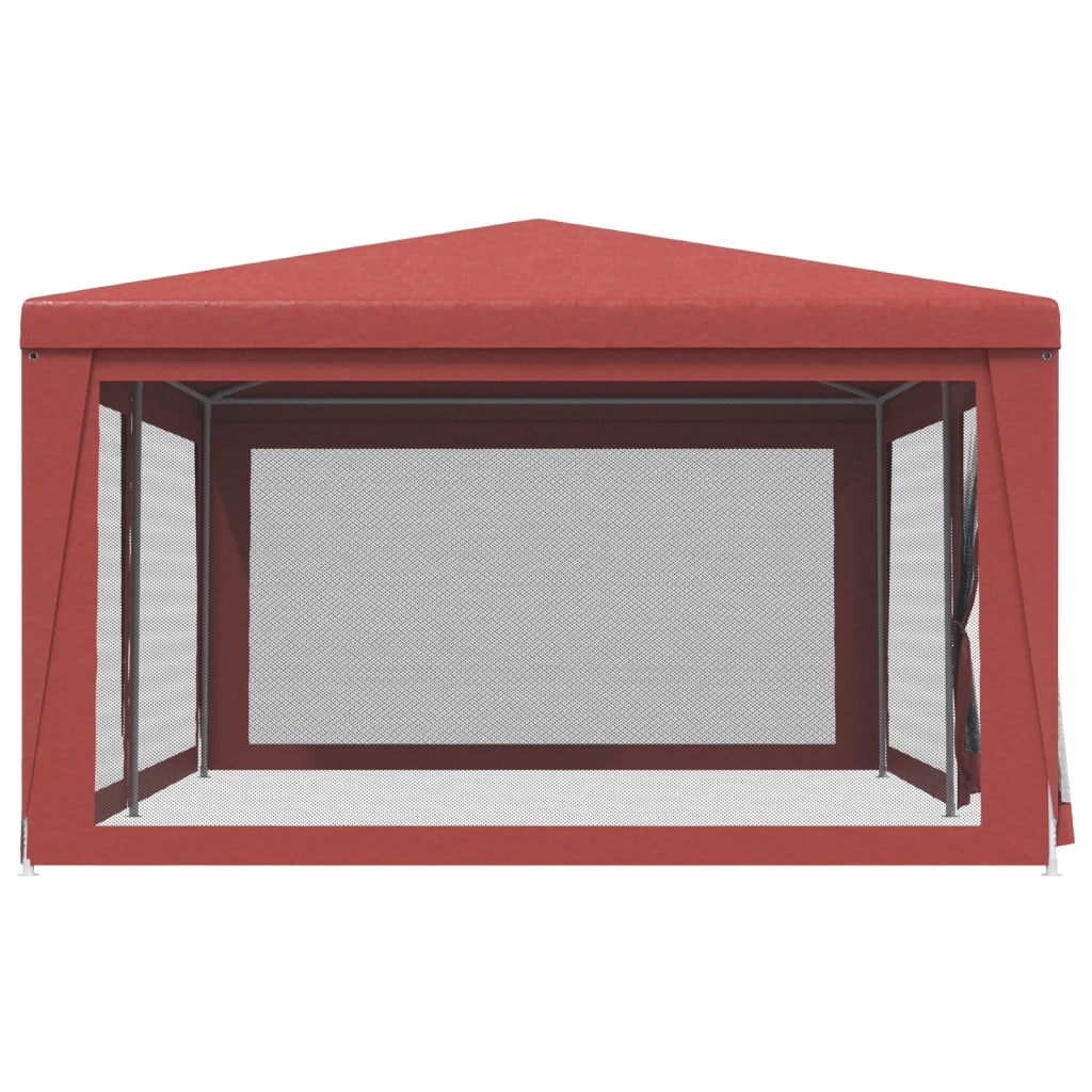 Partyzelt mit 6 Mesh-Seitenwänden Rot 6x4 m HDPE