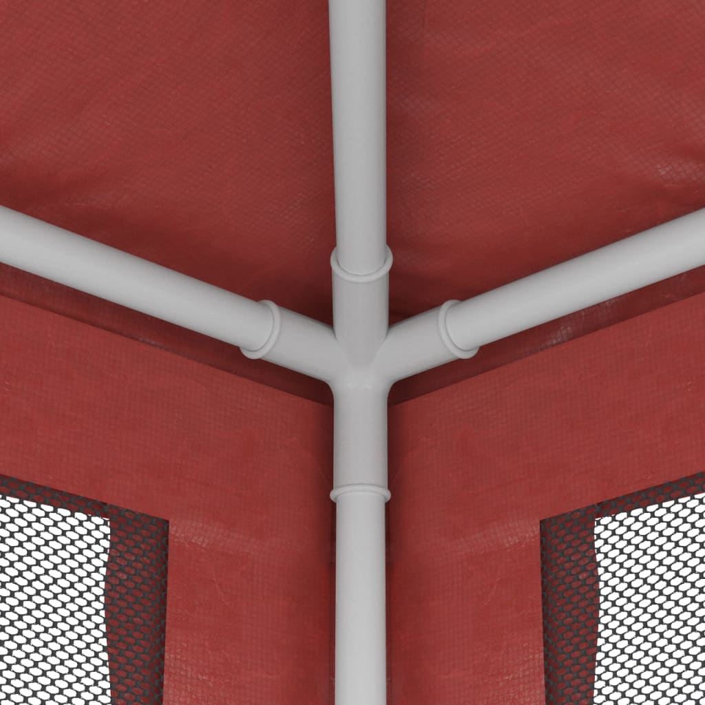 Partyzelt mit 6 Mesh-Seitenwänden Rot 6x4 m HDPE