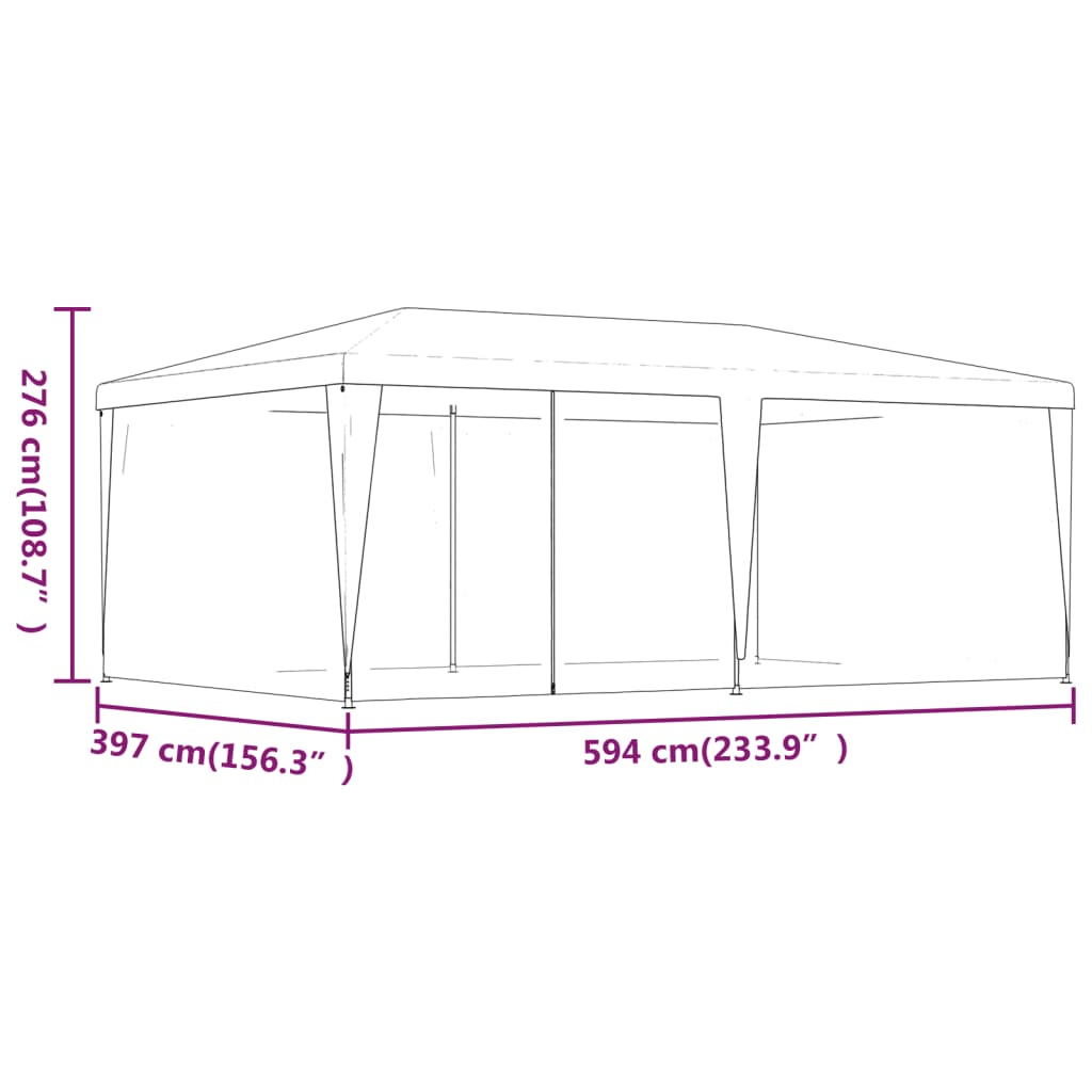 Partyzelt mit 6 Mesh-Seitenwänden Rot 6x4 m HDPE