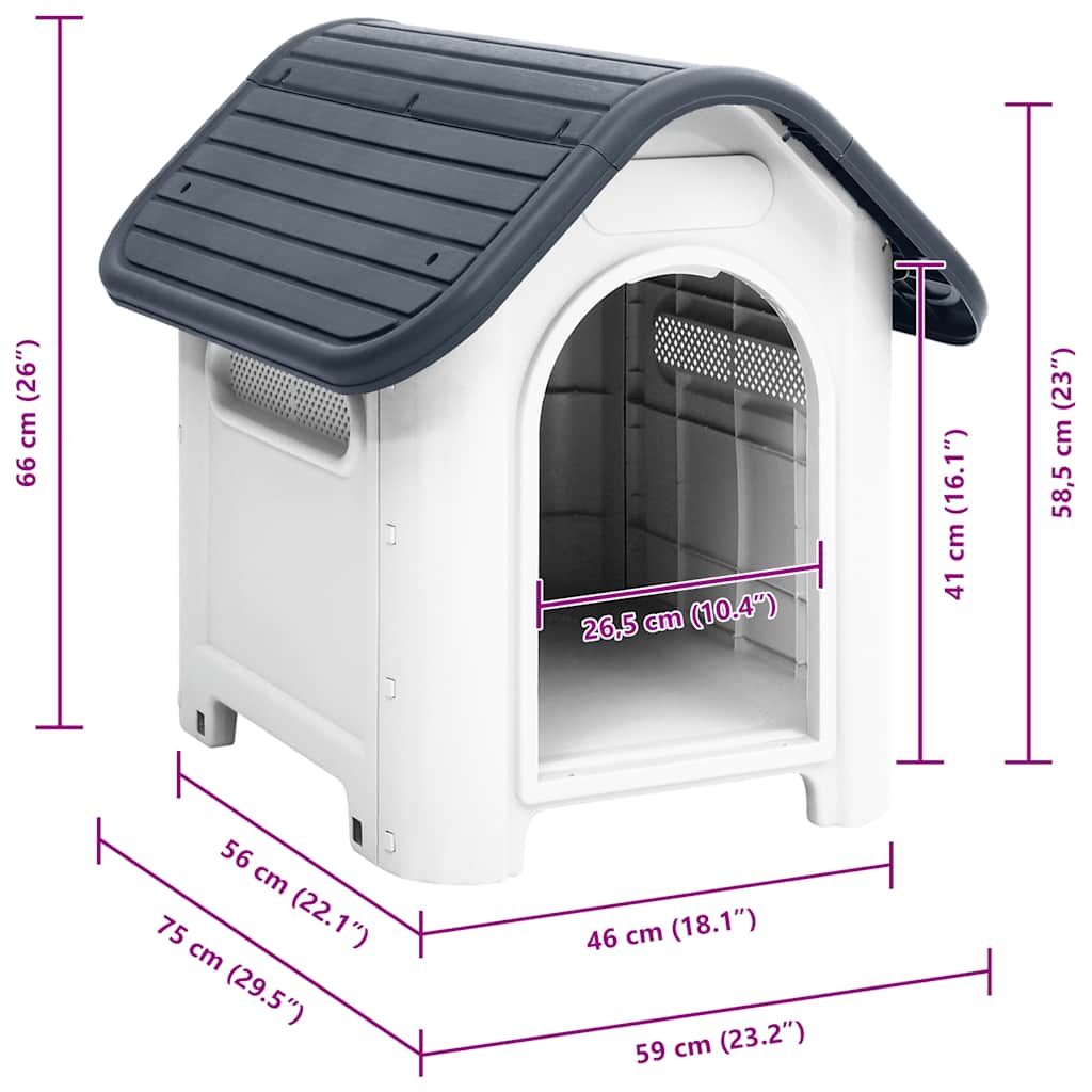 Hundehütte Grau 59x75x66 cm Polypropylen