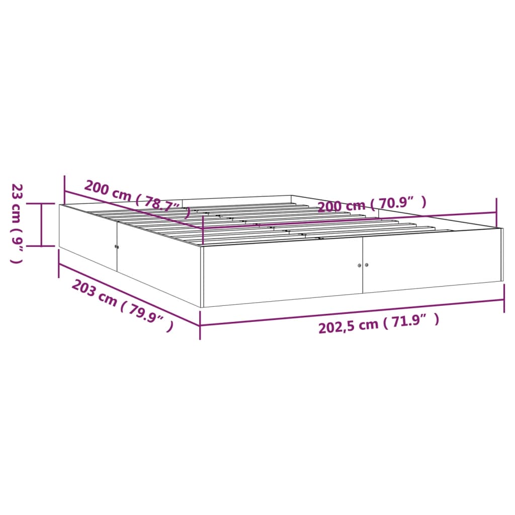 Massivholzbett ohne Matratze 200x200 cm