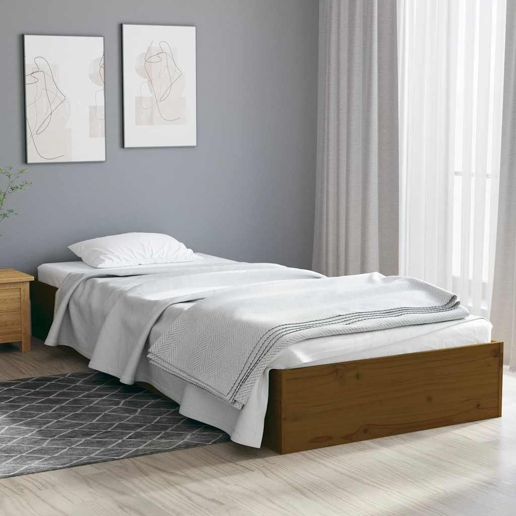 Massivholzbett ohne Matratze Honigbraun 75x190 cm
