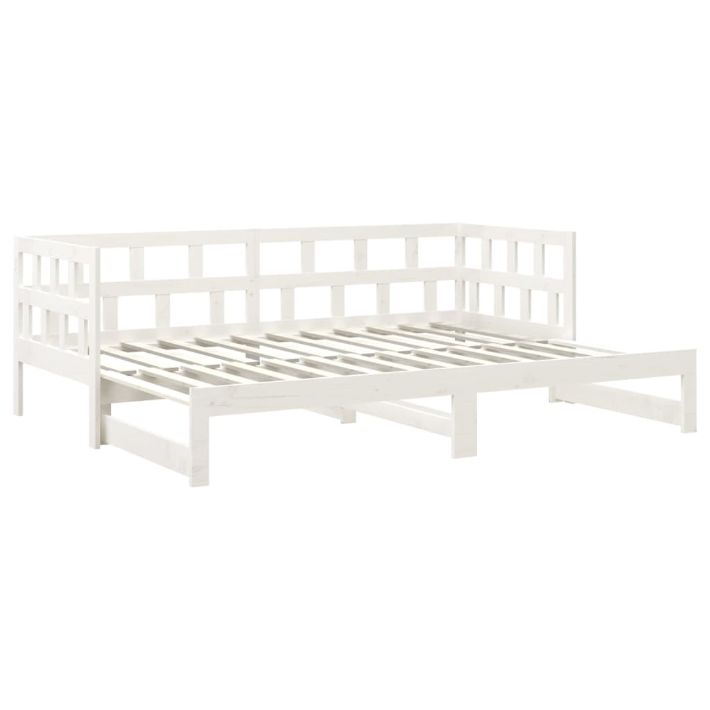 Tagesbett Ausziehbar Weiß Massivholz Kiefer 2x(80x200) cm
