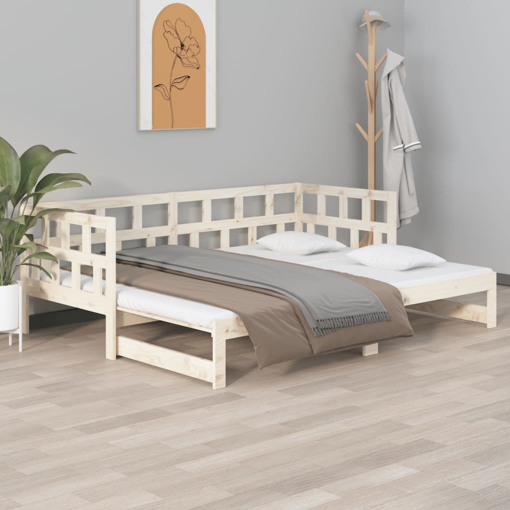 Tagesbett Ausziehbar Massivholz Kiefer 2x(90x190) cm