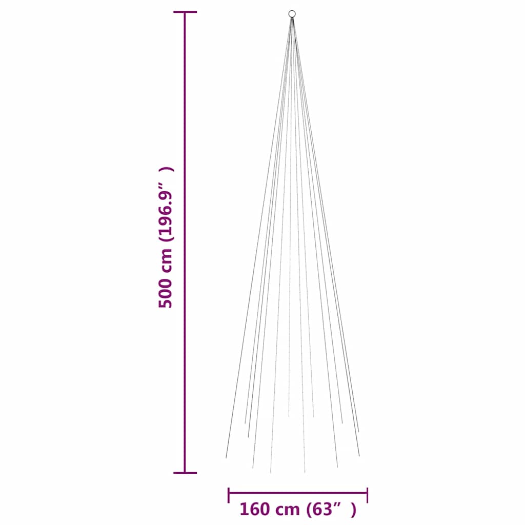 LED-Weihnachtsbaum für Fahnenmast Warmweiß 732 LEDs 500 cm