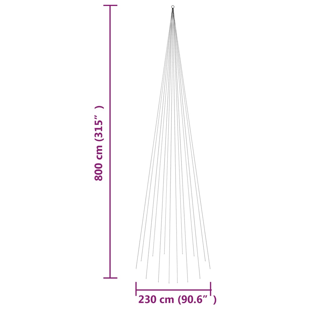 LED-Weihnachtsbaum für Fahnenmast Kaltweiß 1134 LEDs 800 cm