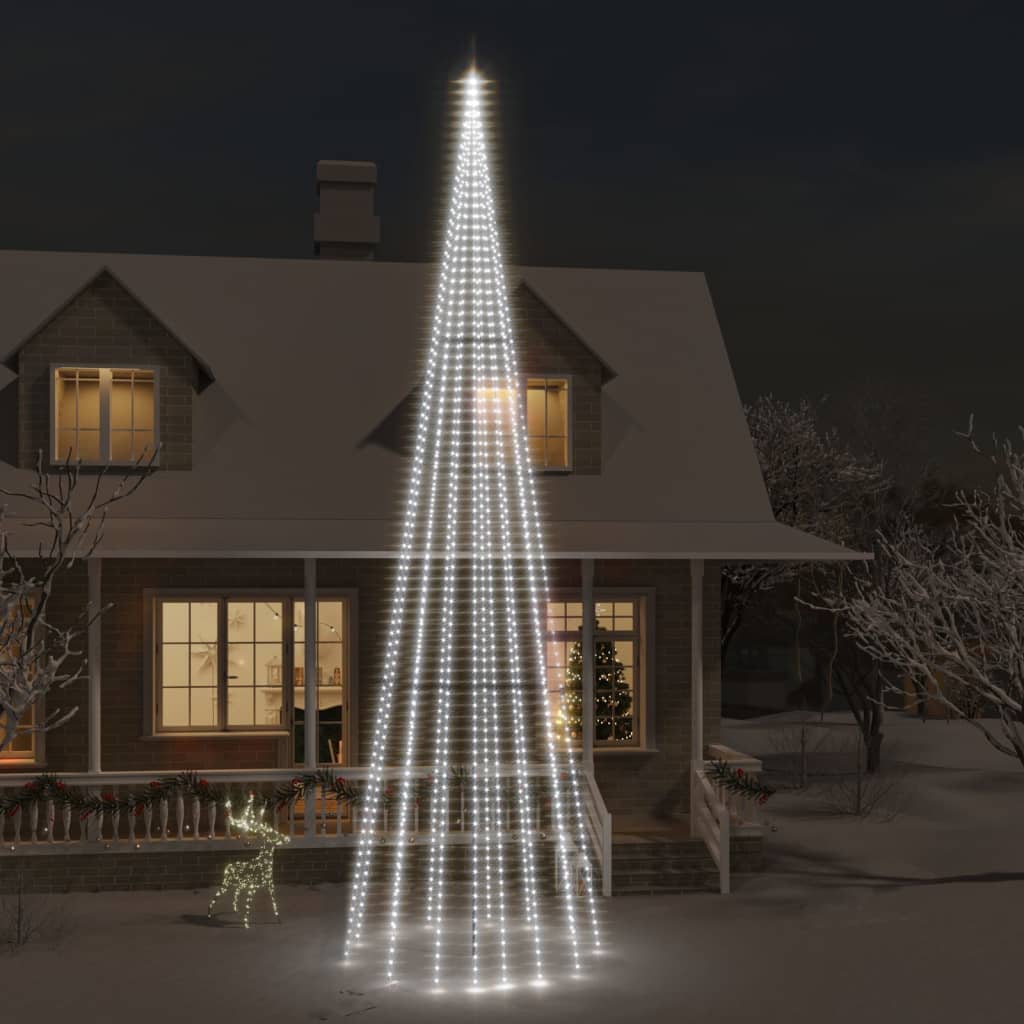 LED-Weihnachtsbaum für Fahnenmast Kaltweiß 1134 LEDs 800 cm