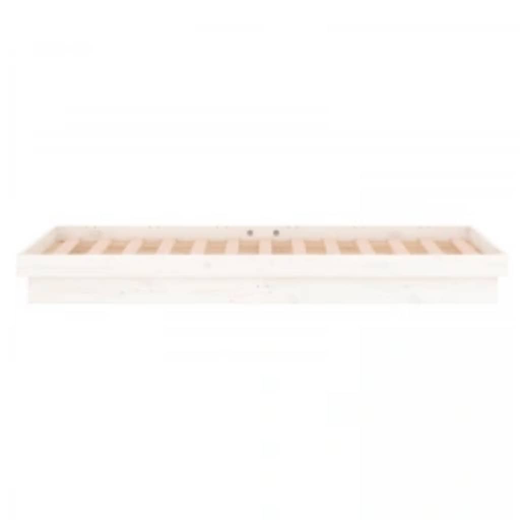 Massivholzbett mit LED Weiß 90x200 cm