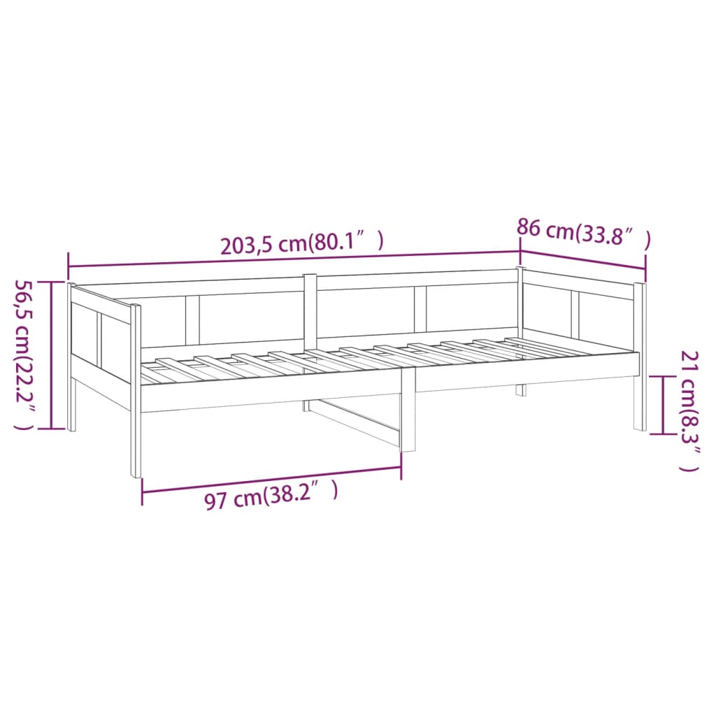 Tagesbett Massivholz Kiefer 80x200 cm