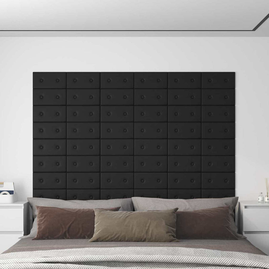 Wandkopfteilen 12 pcs Schwarz 30 x 15 cm Kunstleder