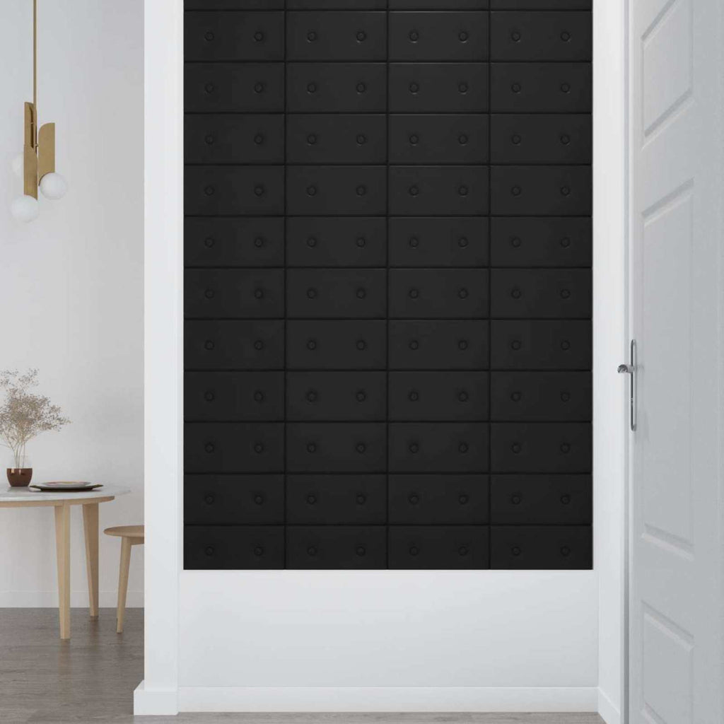 Wandkopfteilen 12 pcs Schwarz 30 x 15 cm Kunstleder