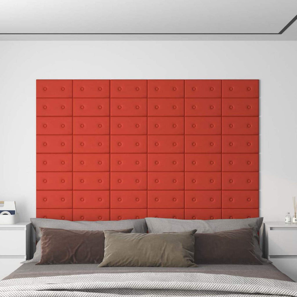 Wandkopfteilen 12 pcs Rot 30 x 15 cm Kunstleder