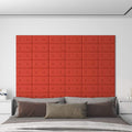 Wandkopfteilen 12 pcs Rot 30 x 15 cm Kunstleder