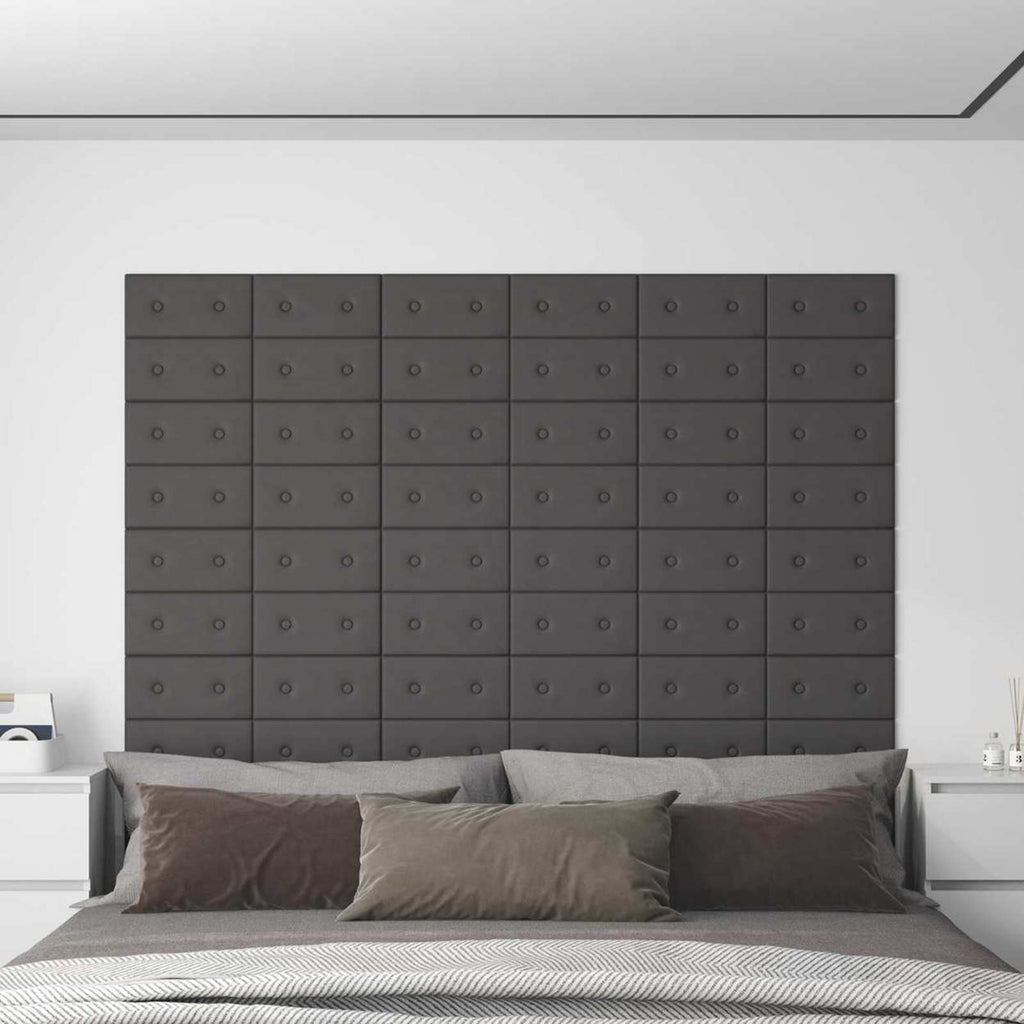 Wandkopfteilen 12 pcs Grau 30 x 15 cm Kunstleder