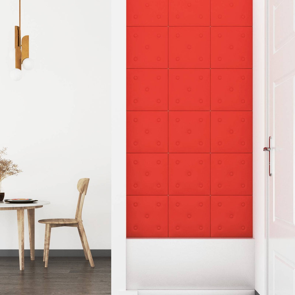 Wandkopfteilen 12 pcs Rot 30 x 30 cm Kunstleder