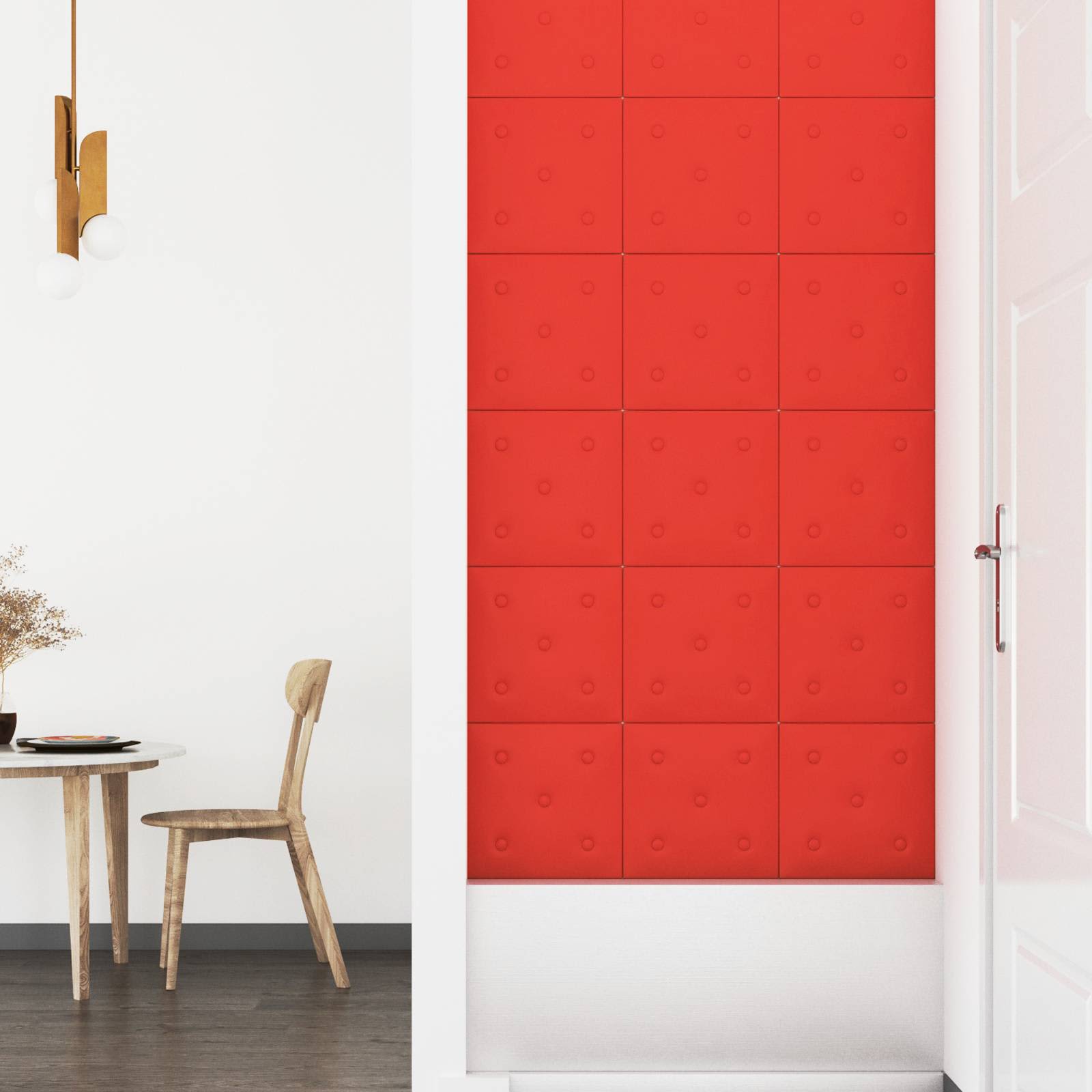 Wandkopfteilen 12 pcs Rot 30 x 30 cm Kunstleder