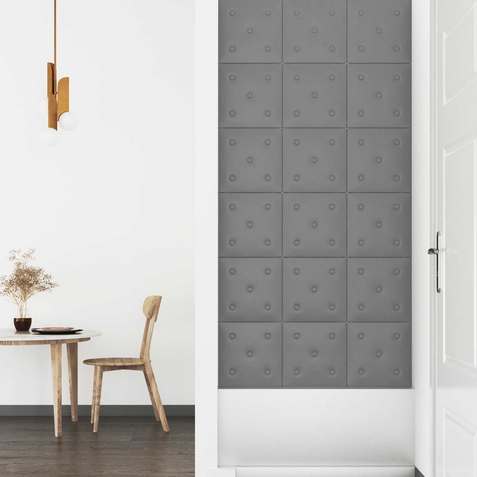 Wandkopfteilen 12 pcs Grau 30 x 30 cm Kunstleder