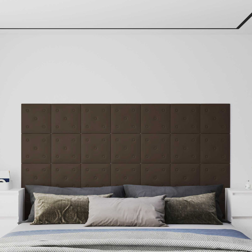 Wandkopfteilen 12 pcs Braun 30 x 30 cm Kunstleder