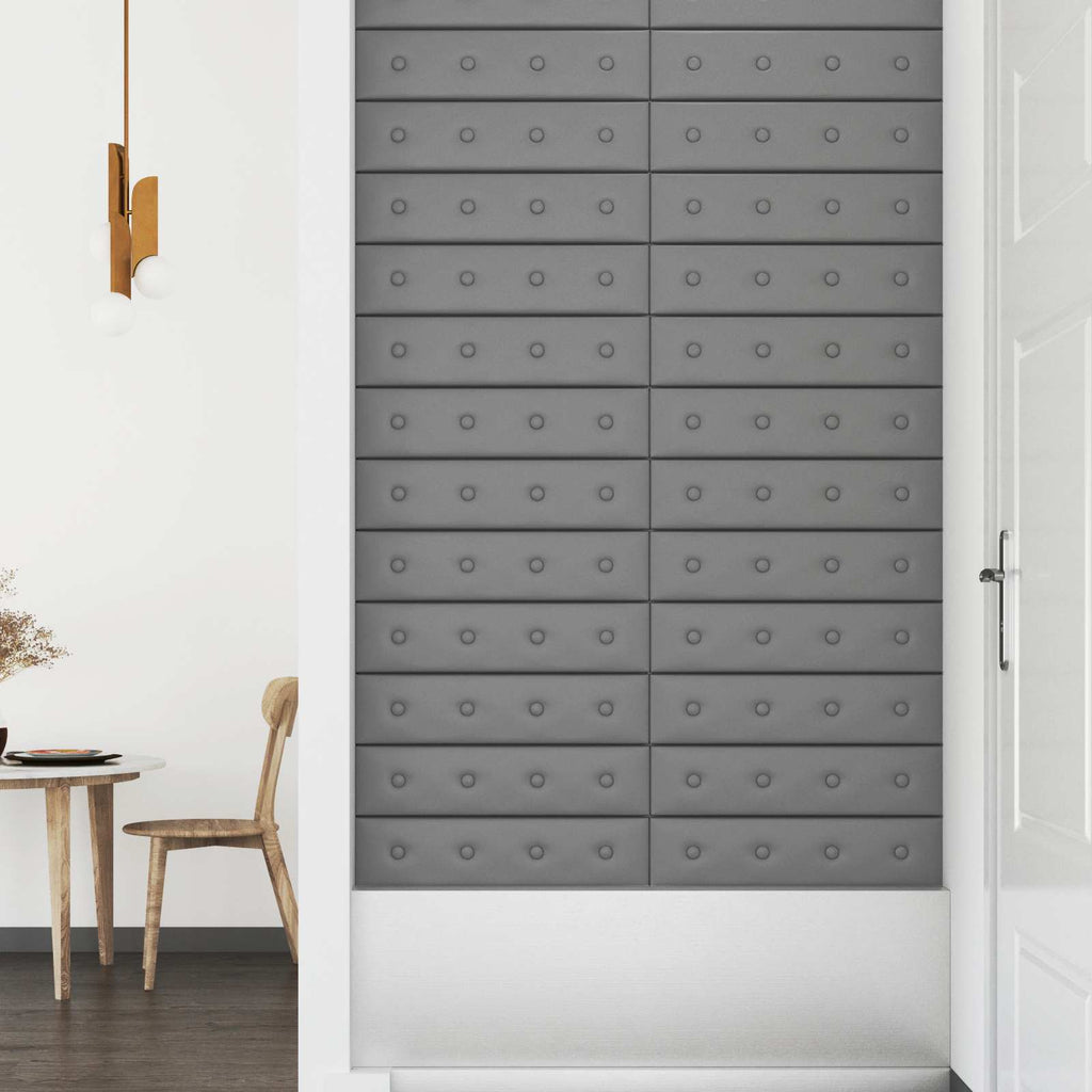 Wandkopfteilen 12 pcs Grau 60 x 15 cm Kunstleder
