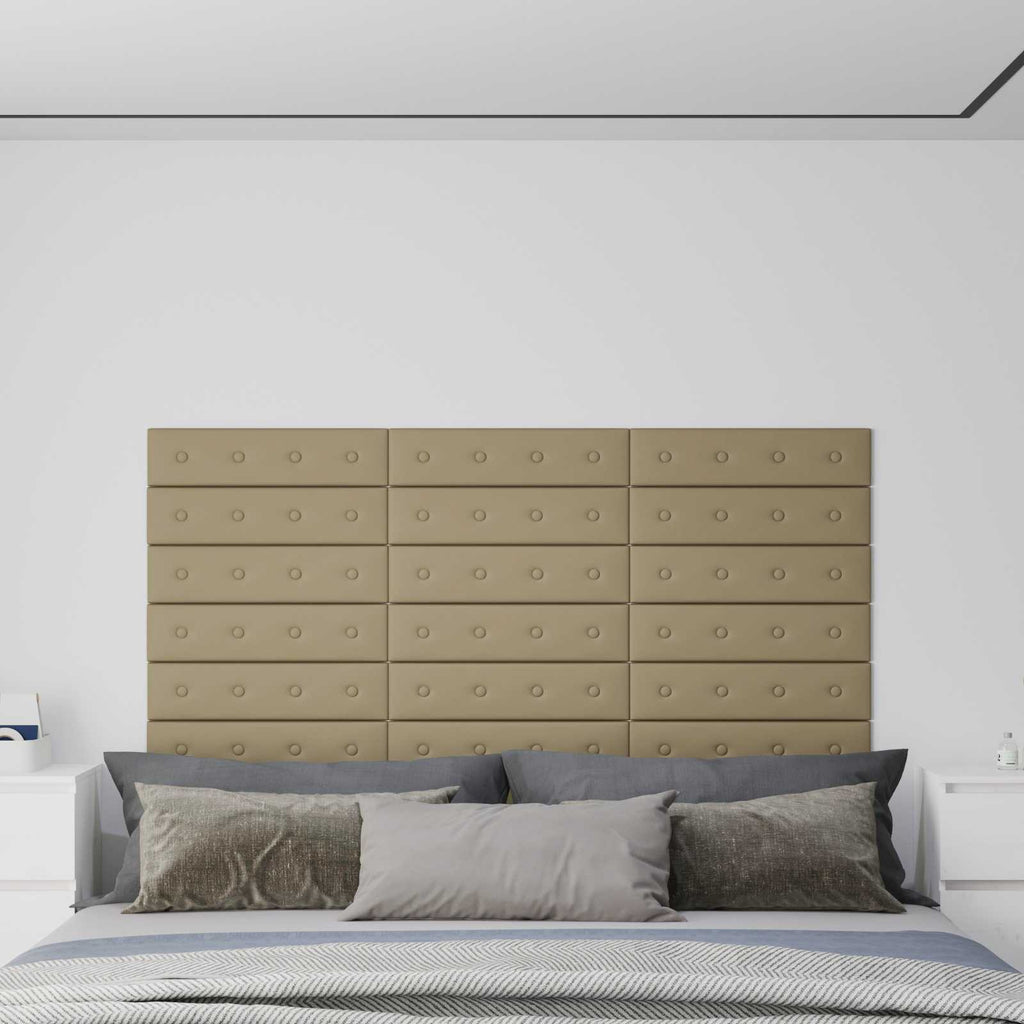 Wandkopfteilen 12 pcs Cappuccino 60 x 15 cm Kunstleder