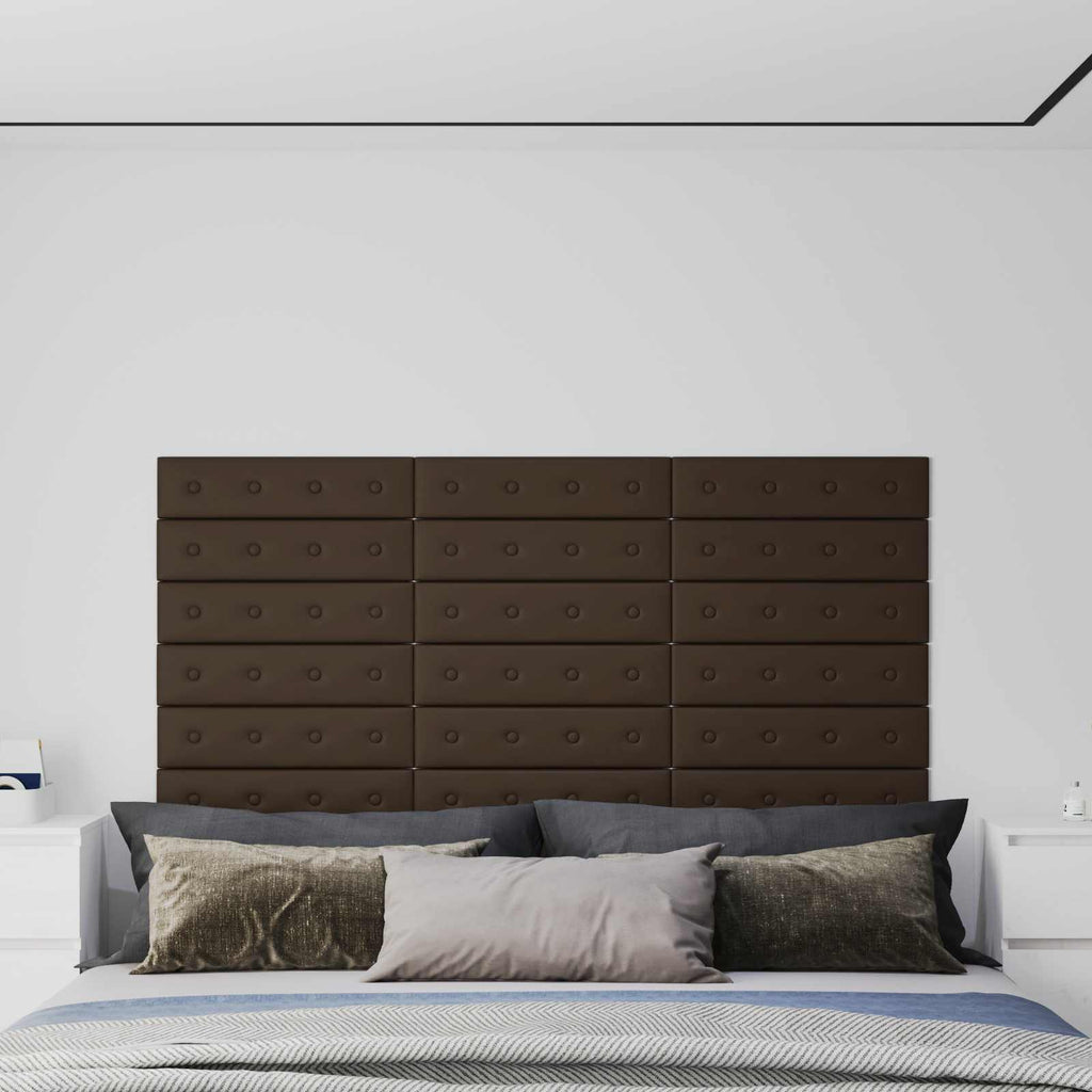 Wandkopfteilen 12 pcs Braun 60 x 15 cm Kunstleder