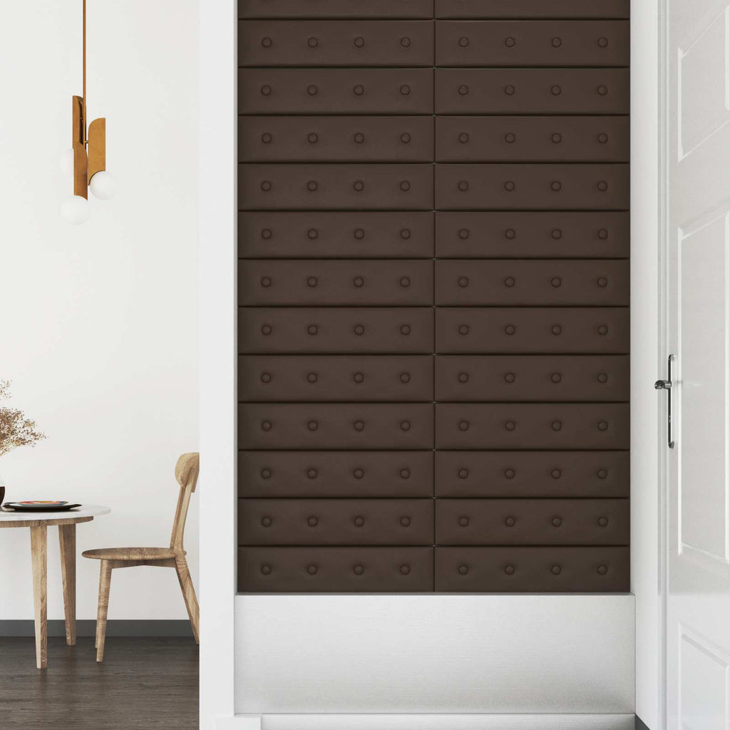 Wandkopfteilen 12 pcs Braun 60 x 15 cm Kunstleder