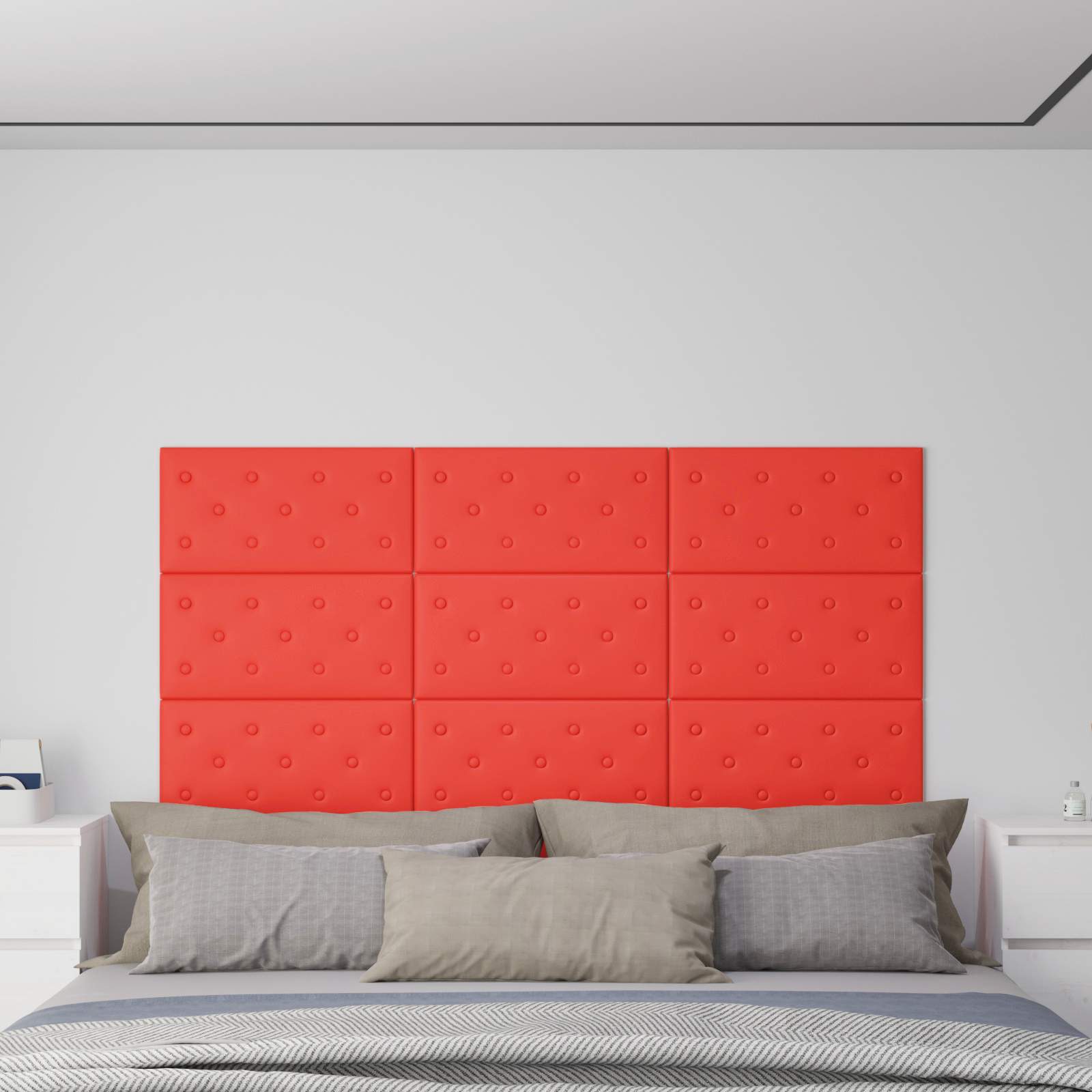Wandkopfteilen 12 pcs Rot 60 x 30 cm Kunstleder
