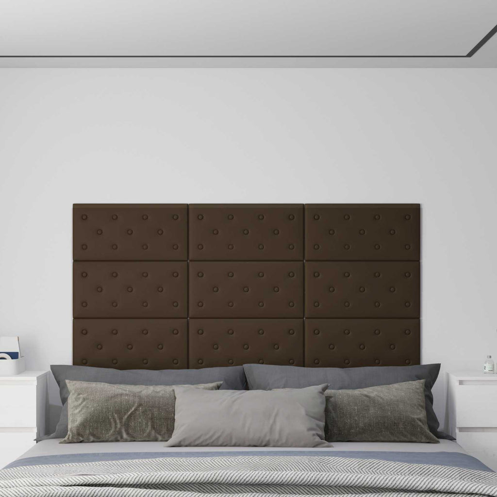 Wandkopfteilen 12 pcs Braun 60 x 30 cm Kunstleder