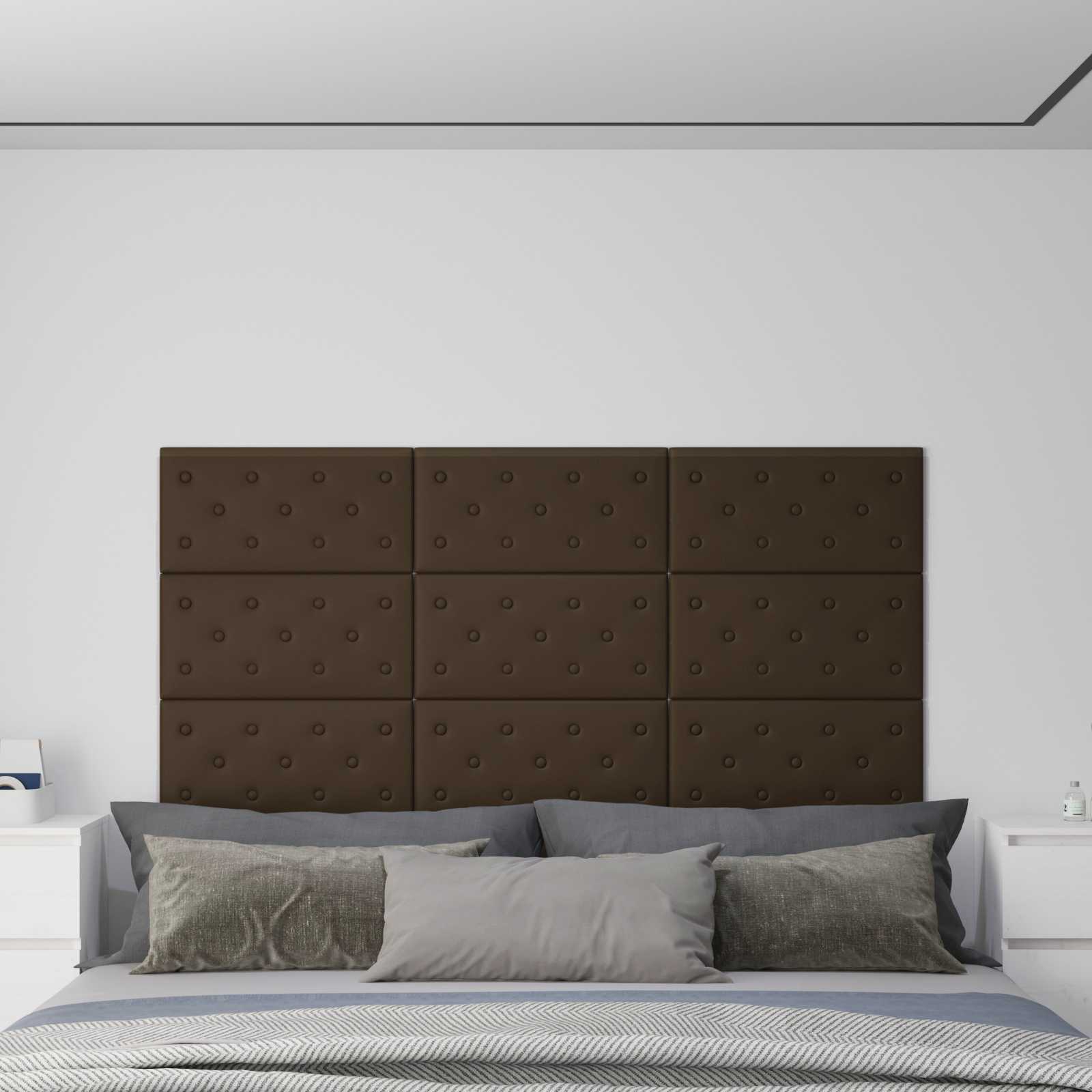 Wandkopfteilen 12 pcs Braun 60 x 30 cm Kunstleder