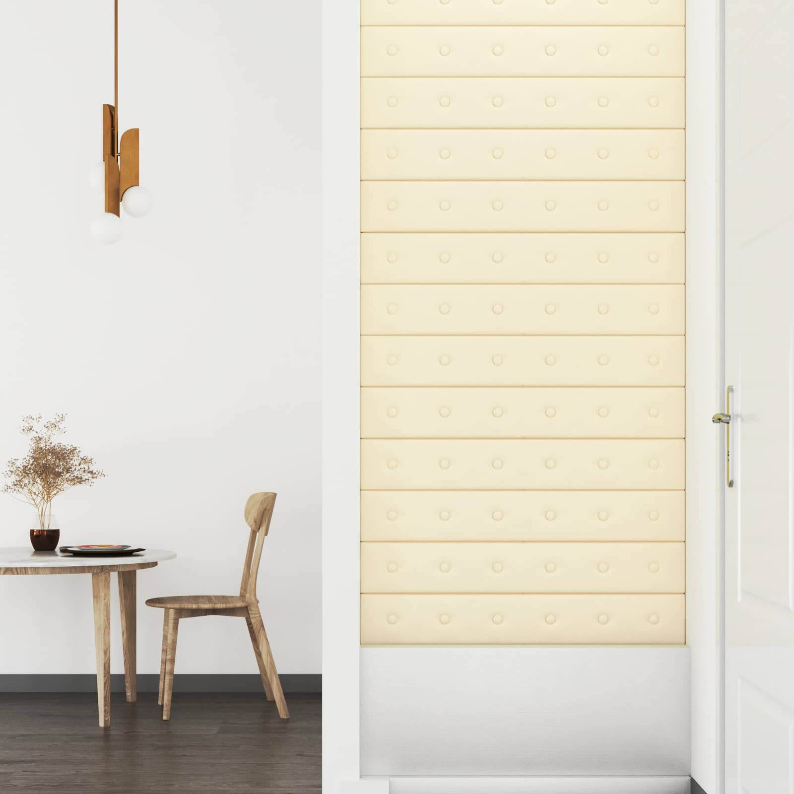 Wandkopfteilen 12 pcs Creme 90 x 15 cm Kunstleder