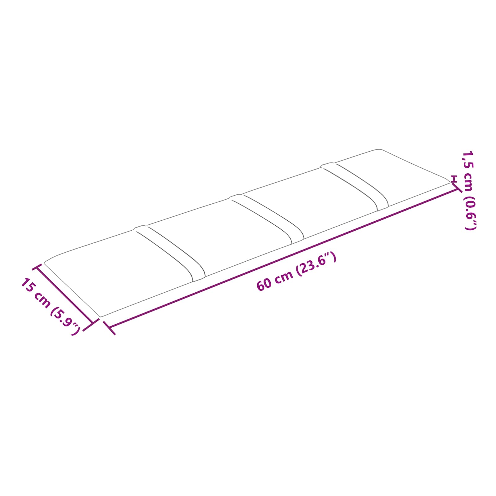 Wandkopfteilen 12 pcs Braun 60 x 15 cm Samt