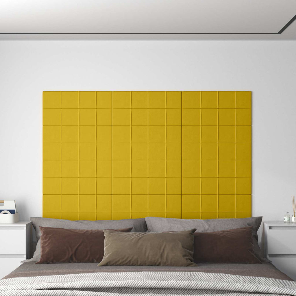 Wandkopfteilen 12 pcs Gelb 60 x 30 cm Samt