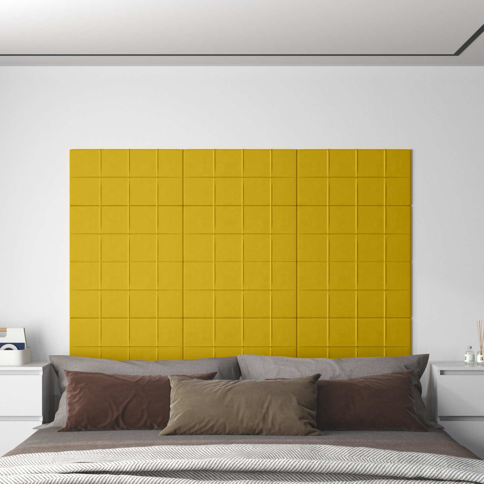 Wandkopfteilen 12 pcs Gelb 60 x 30 cm Samt